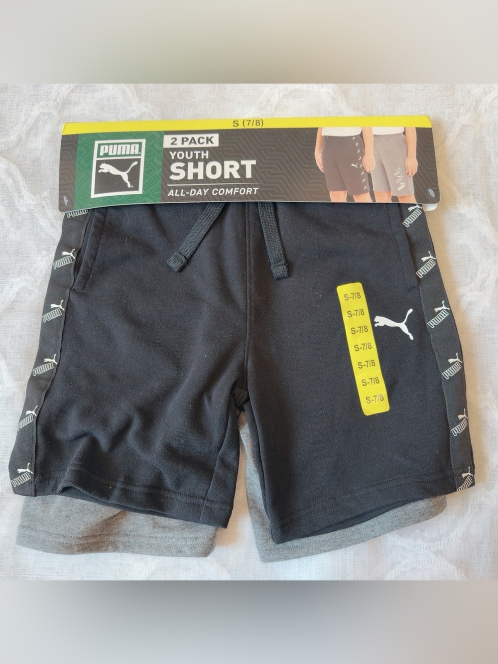 PUMA Youth Boy’s Athletic Shorts 2-Pack - Size S (7/8) Grey & Black NWT